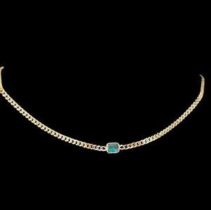 THE M JEWELERS Gold Ornate Necklace with Emerald Accent